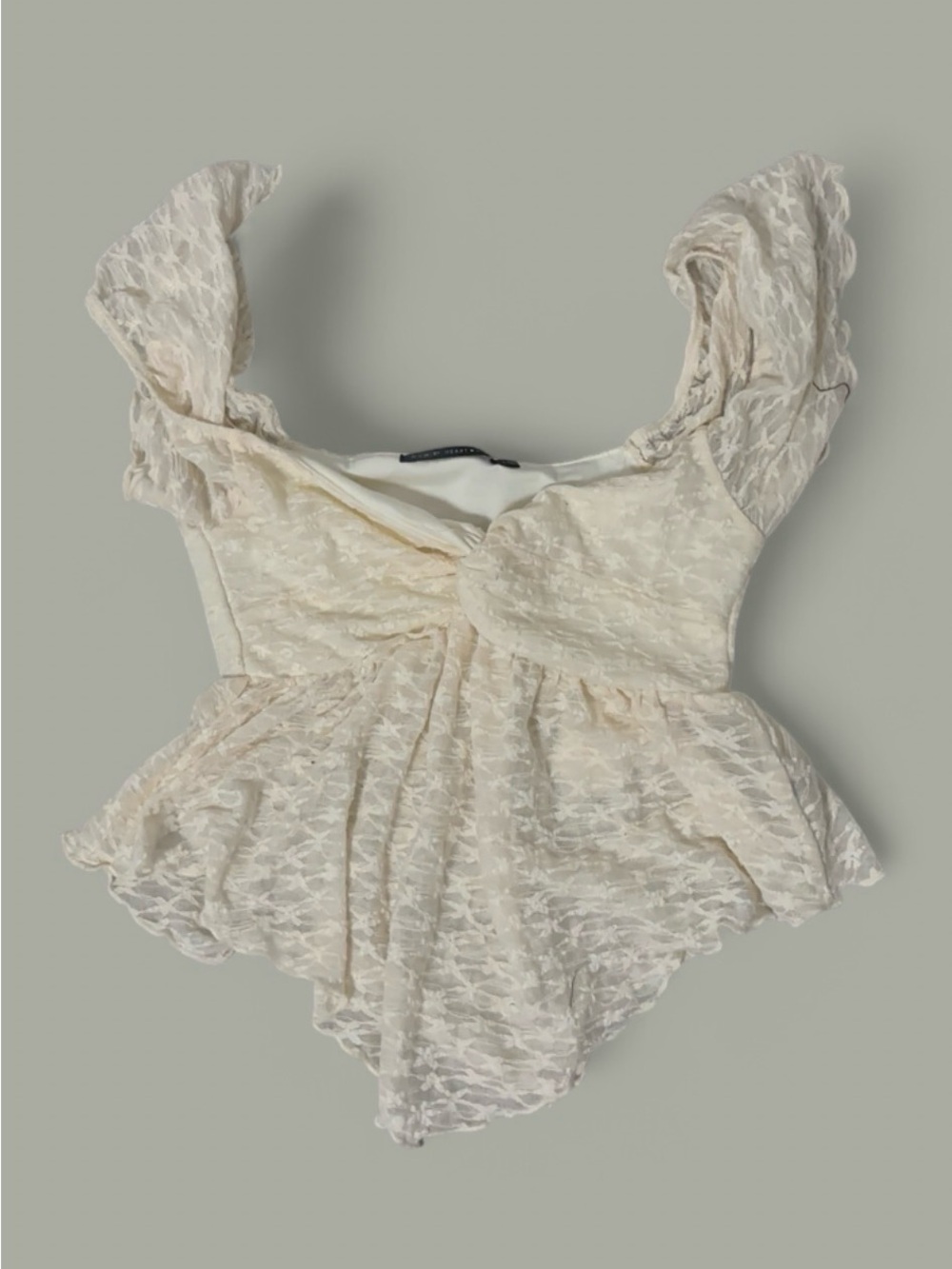 Lace Ruffle Cream Top